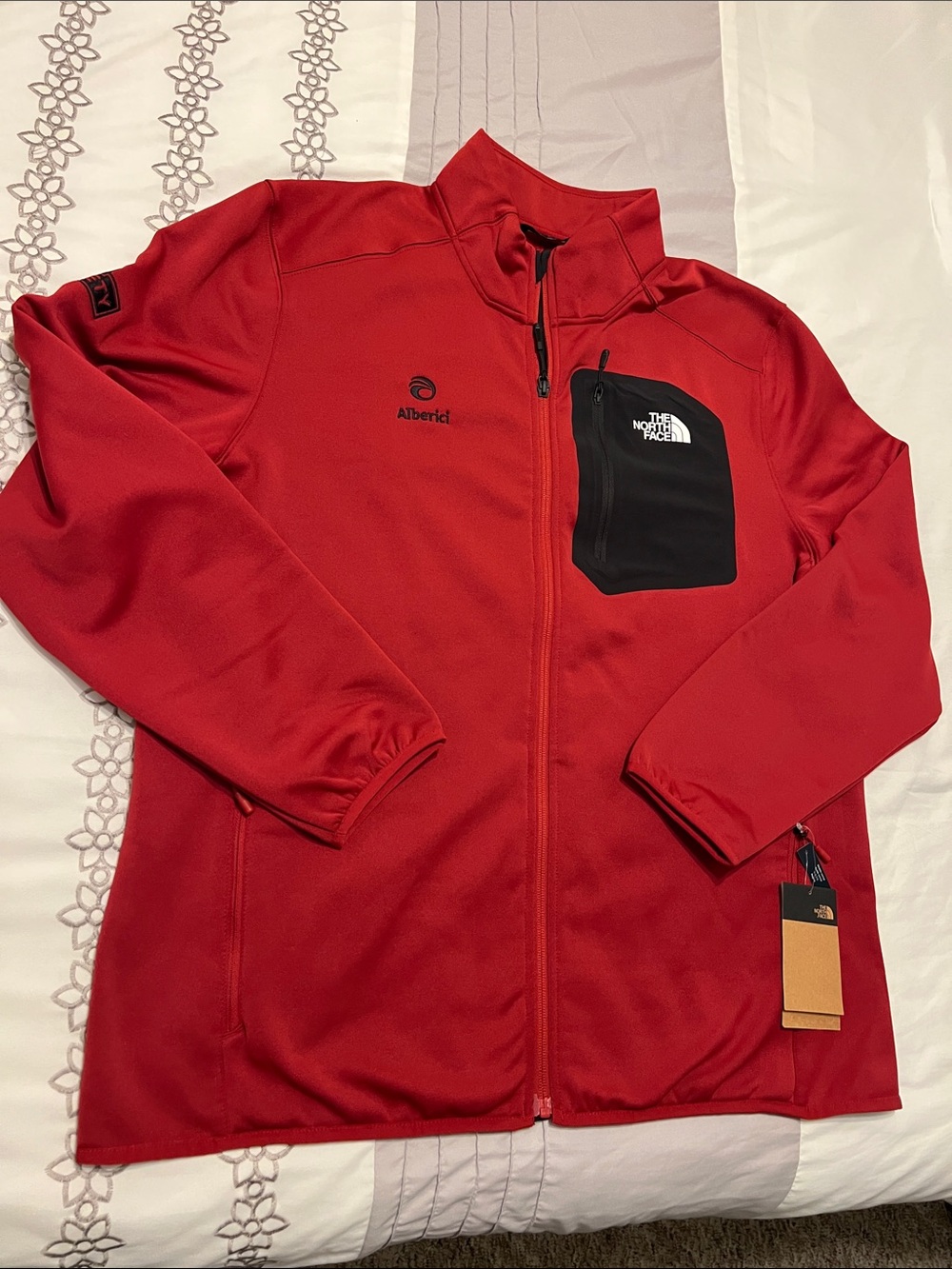 The North Face Red Utility Jacket with Black Chest Pocket